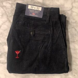 Vineyard Vines Martini glass embroidered corduroy pant, NWT, 30”x32” OR 32”x32”